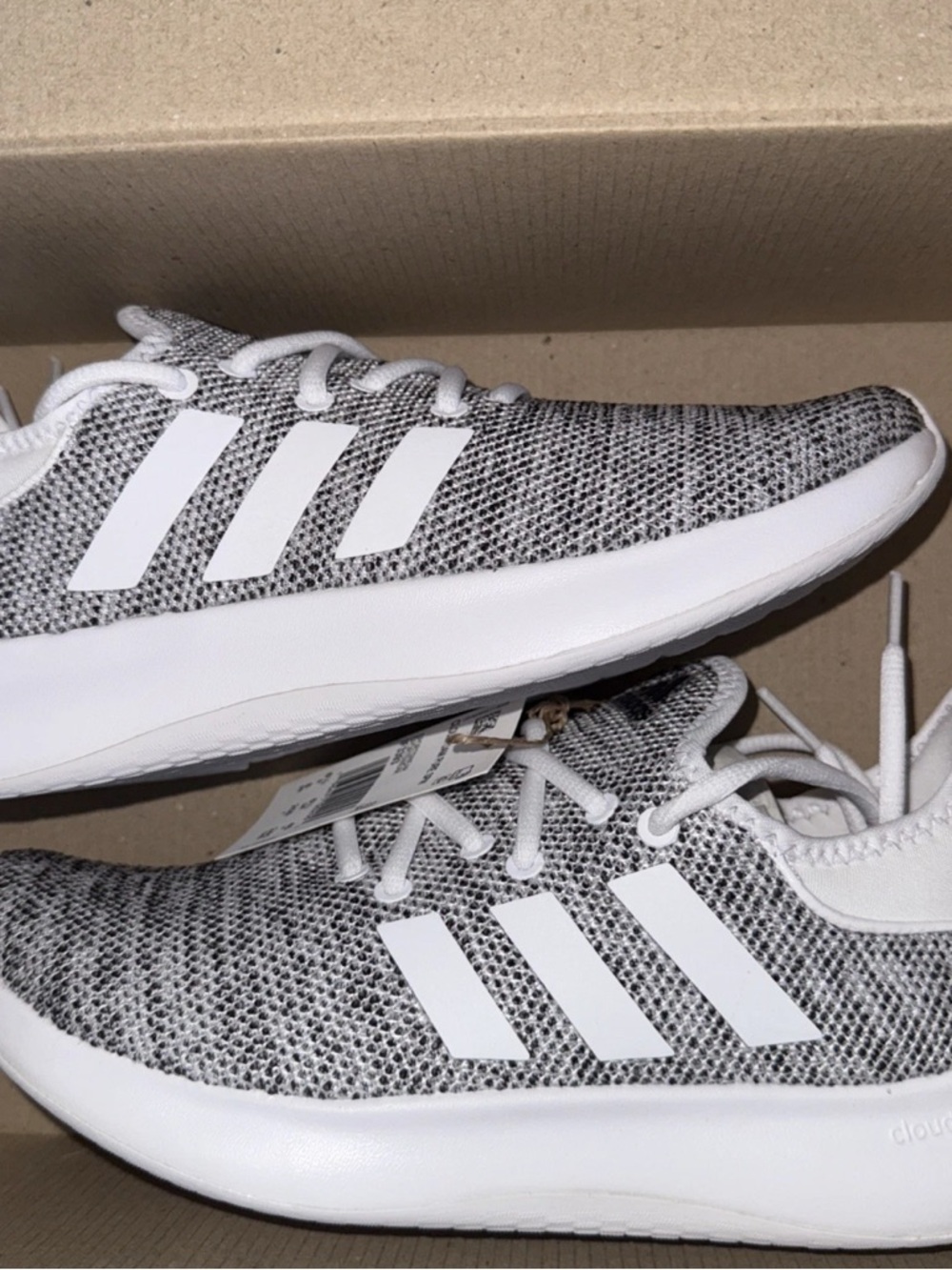 adidas Men's Gray and White Knit Sneakers
